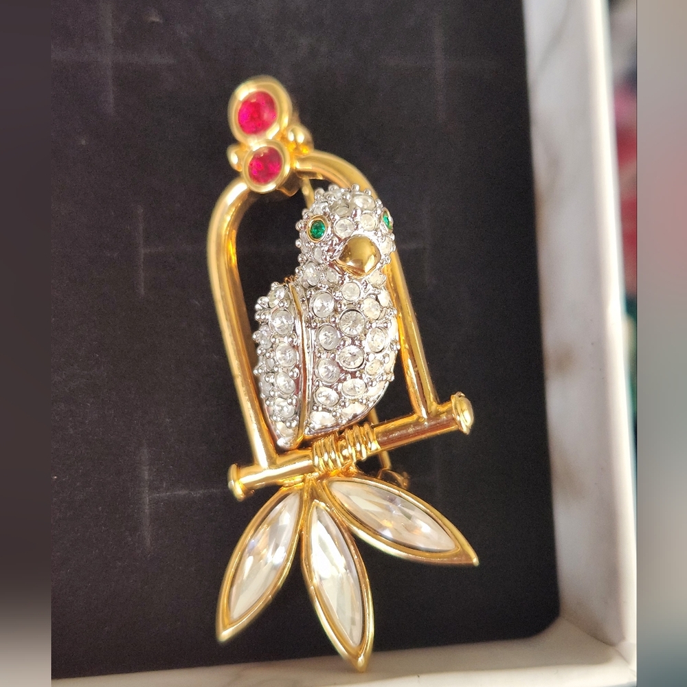 Swarovski Crystal Parrot Brooch